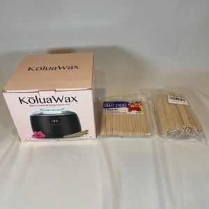NIB-KoluaWax Wax hair removal kit with 2 packages of waxing wood sticks New